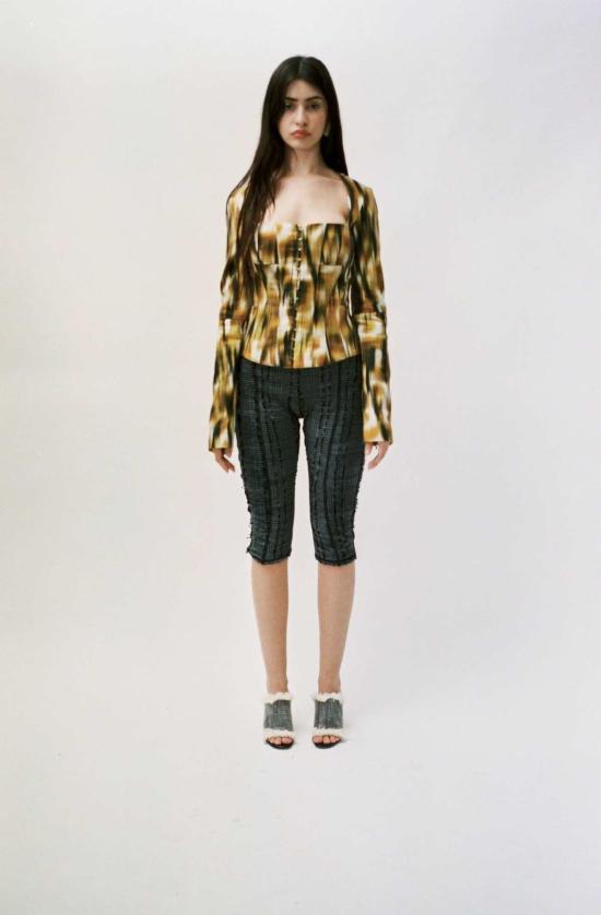  프리스카베라 데님 자켓 사바나 데님 코르셋 재킷 프린트