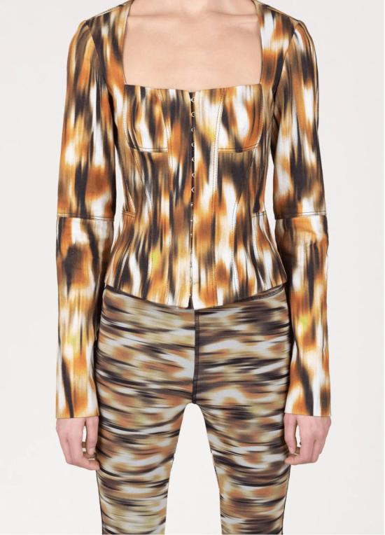  프리스카베라 데님 자켓 사바나 데님 코르셋 재킷 프린트 - PRISCAVERA