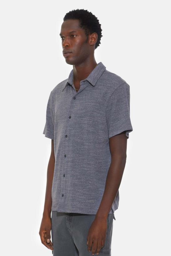  Blue&Cream 반팔 셔츠 블루&크림 반팔 버튼다운 슬럽 저지 그레이 헤더 - BLUE&CREAM