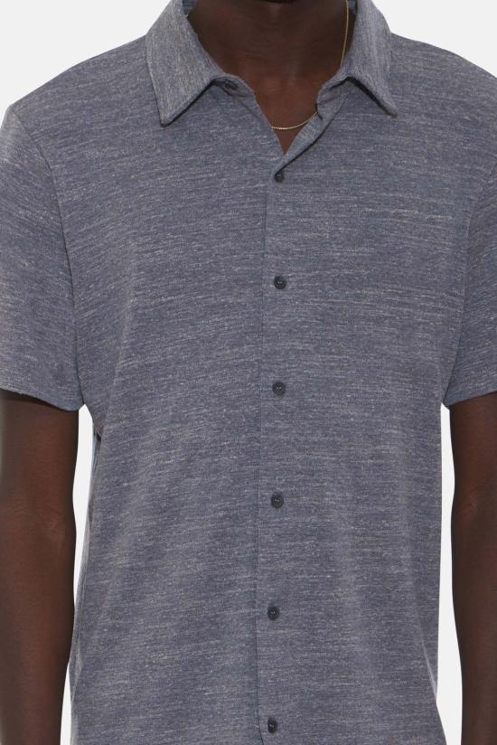  Blue&Cream 반팔 셔츠 블루&크림 반팔 버튼다운 슬럽 저지 그레이 헤더 - BLUE&CREAM