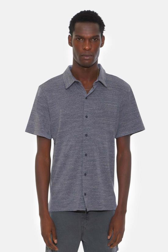  Blue&Cream 반팔 셔츠 블루&크림 반팔 버튼다운 슬럽 저지 그레이 헤더 - BLUE&CREAM