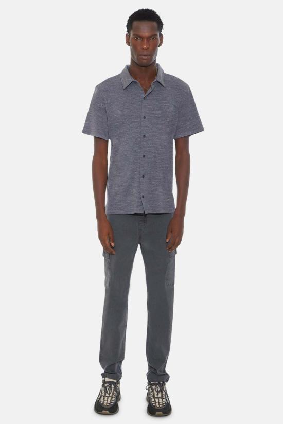  Blue&Cream 반팔 셔츠 블루&크림 반팔 버튼다운 슬럽 저지 그레이 헤더 - BLUE&CREAM