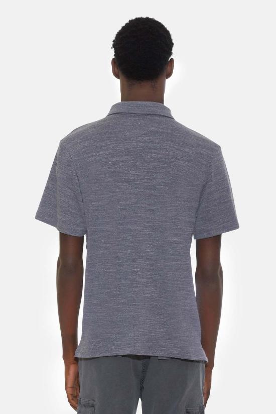  Blue&Cream 반팔 셔츠 블루&크림 반팔 버튼다운 슬럽 저지 그레이 헤더 - BLUE&CREAM