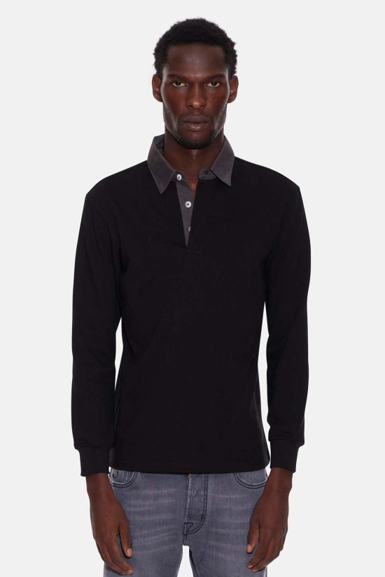  Blue&Cream 폴로 티셔츠 블루&크림 솔리드 럭비 블랙/차콜 칼라