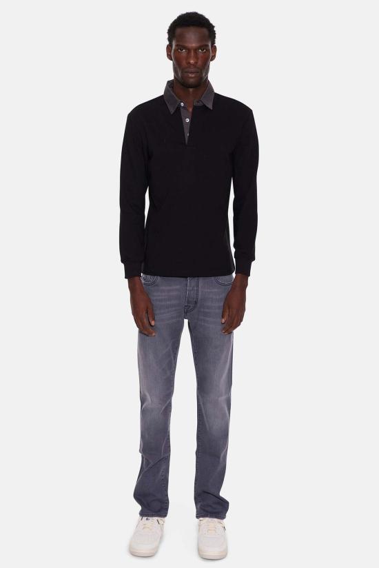  Blue&Cream 폴로 티셔츠 블루&크림 솔리드 럭비 블랙/차콜 칼라 - BLUE&CREAM