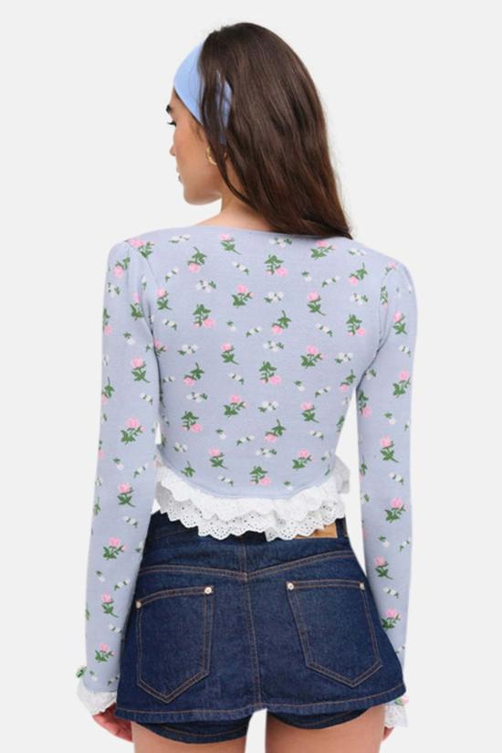  포러브앤레몬스 가디건 For Love & Lemons 아말리아 니트 카디건 블루 - FOR LOVE & LEMONS