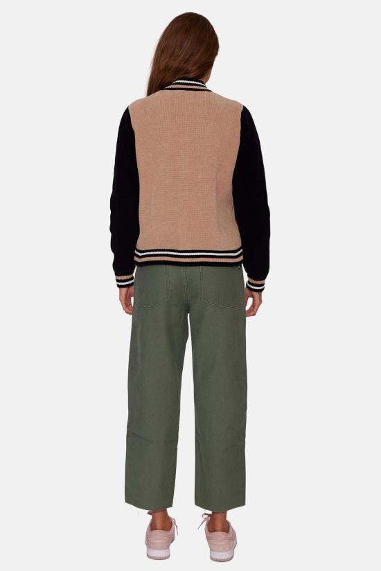  블루&크림 봄버 자켓 폴로 클럽 바시티 재킷 캐멀 콤보 - BLUE&CREAM