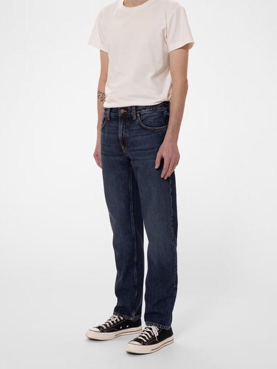  누디진 데님 팬츠 스 그리티 잭슨 블루 소일