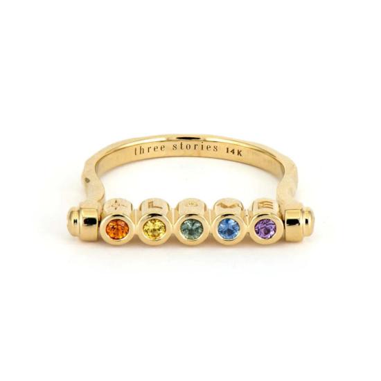  THREE STORIES 반지 Three Stories Shining Star Rainbow Bezel Set Flip Ring - OTHER BRANDS