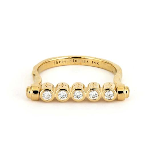  THREE STORIES 반지 Three Stories Shining Star Rainbow Bezel Set Flip Ring - OTHER BRANDS