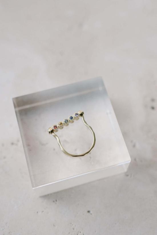  THREE STORIES 반지 Three Stories Shining Star Rainbow Bezel Set Flip Ring