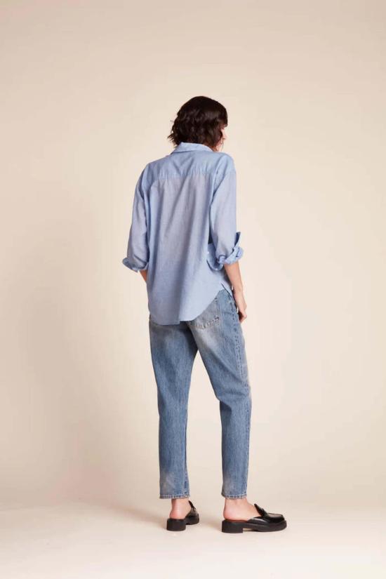  트로바타 셔츠 발케 오버사이즈 버튼 다운 블루 하운드투스 - TROVATA