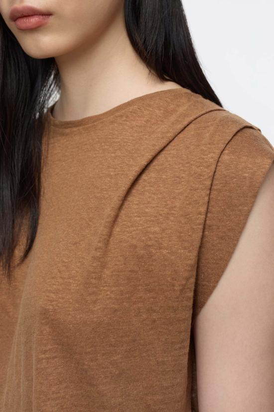  클로즈드 블라우스 닫힌 플리츠 리넨 탑 - CLOSED