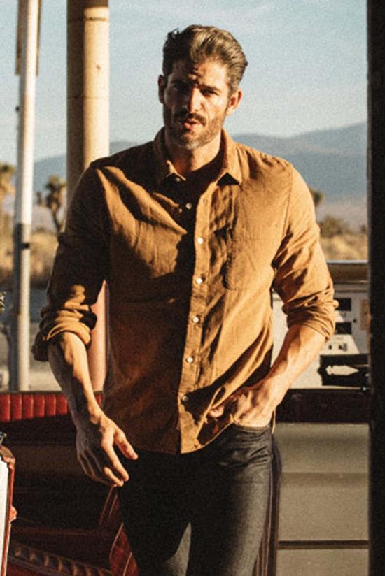  KATO 긴팔 셔츠 카토 리퍼 더블 거즈 셔츠 캐멀 - KATO