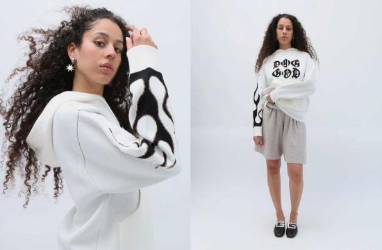  giu giu 후드 티셔츠 지우 지우 도그 갓 스웨트셔츠 화이트 - OTHER BRANDS