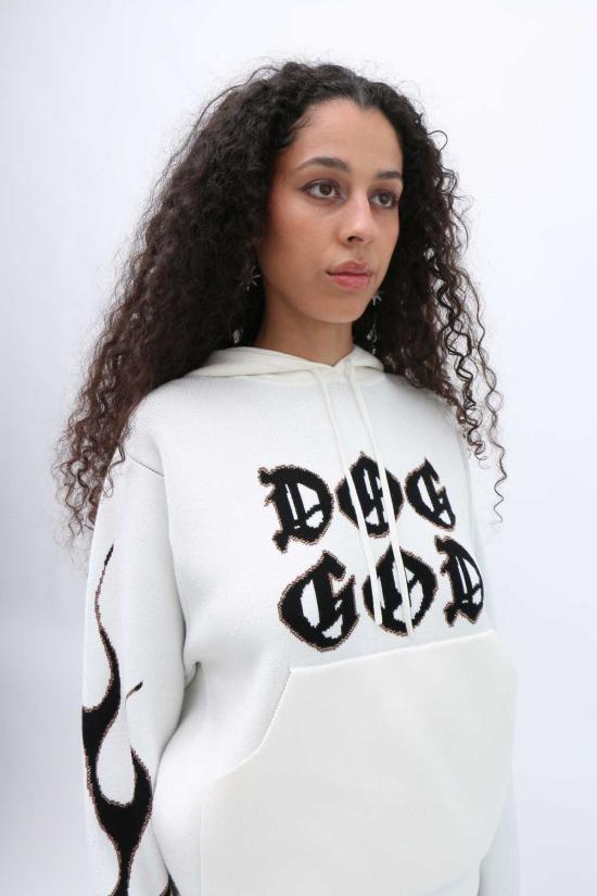  giu giu 후드 티셔츠 지우 지우 도그 갓 스웨트셔츠 화이트 - OTHER BRANDS