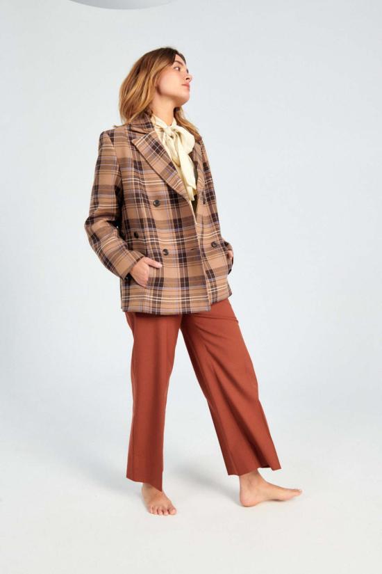  삼소앤삼소 수트 자켓 Samsoe Samsoe Kajsa 블레이저 체크 무늬 - SAMSOE SAMSOE