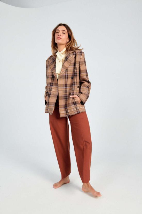  삼소앤삼소 수트 자켓 Samsoe Samsoe Kajsa 블레이저 체크 무늬 - SAMSOE SAMSOE