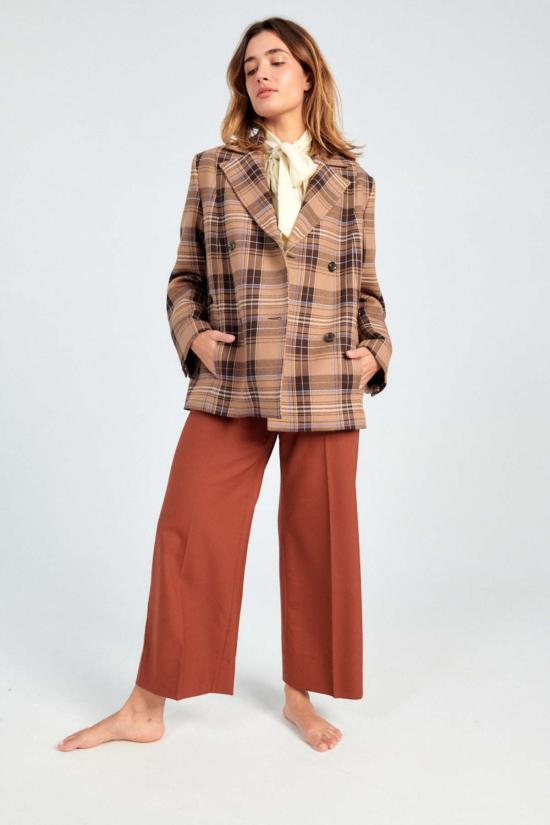  삼소앤삼소 수트 자켓 Samsoe Samsoe Kajsa 블레이저 체크 무늬 - SAMSOE SAMSOE