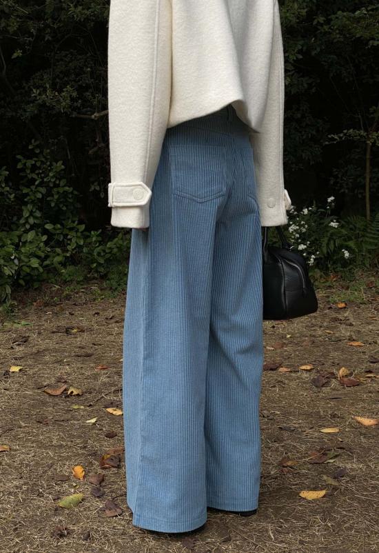  더 엔케이씨 스토어 스트레이트 팬츠 Nkc스토어 찬 코듀로이 팬츠 코발트 블루 - The NKC Store