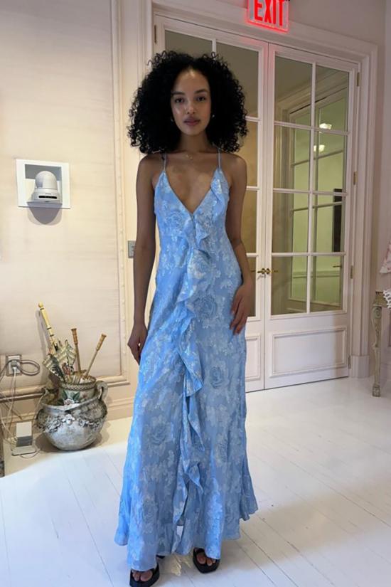  러브쉐이크팬시 롱 원피스 러브 쉑 팬시 6월 드레스 블루 스타 - LOVESHACKFANCY