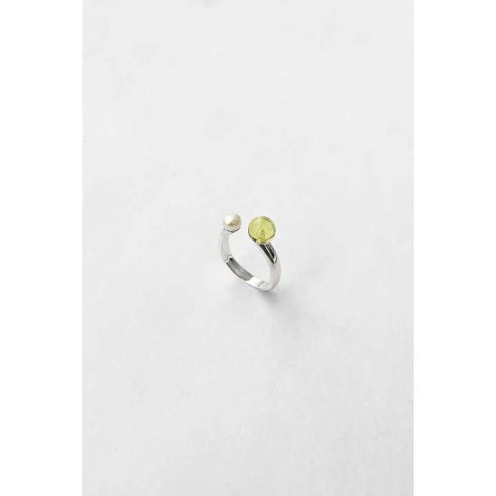  카라 유 반지 레몬 쿼츠 진주 오픈 링 - KARA YOO