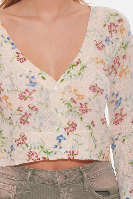  더 타일 클럽 가디건 타일 클럽 노아 플로럴 쉬런큰 카디건 화이트 - THE TILE CLUB