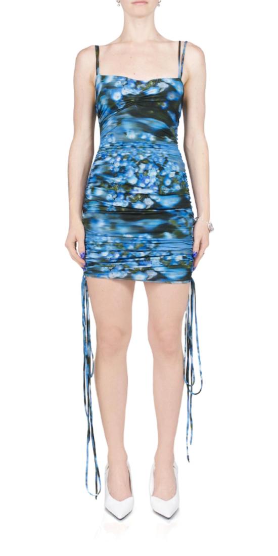  프리스카베라 숏 원피스 러칭 피팅 드레스 슈퍼블룸 - PRISCAVERA