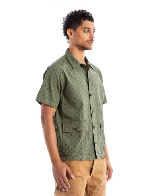  더블알엘 반팔 셔츠 Rrl Evanston 캠프  올리브 - RRL