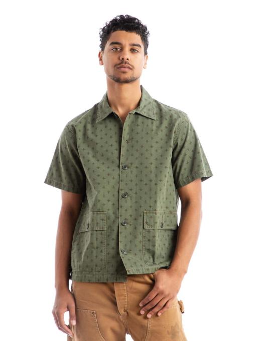  더블알엘 반팔 셔츠 Rrl Evanston 캠프  올리브 - RRL