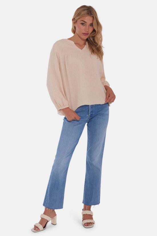  더 타일 클럽 블라우스 타일 클럽 에덴 거즈 탑 내추럴 - THE TILE CLUB