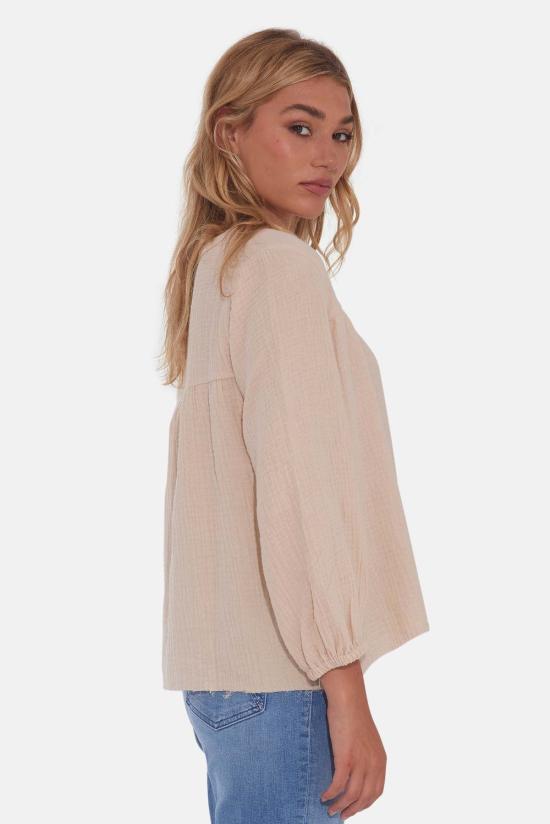  더 타일 클럽 블라우스 타일 클럽 에덴 거즈 탑 내추럴 - THE TILE CLUB