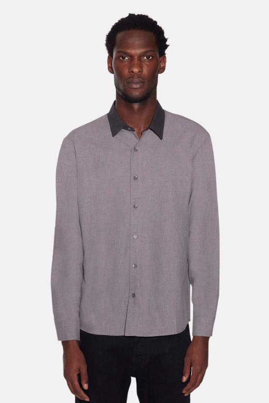  Blue&Cream 긴팔 셔츠 블루&크림 뉴먼 콤보  라이트 그레이/차콜 칼라