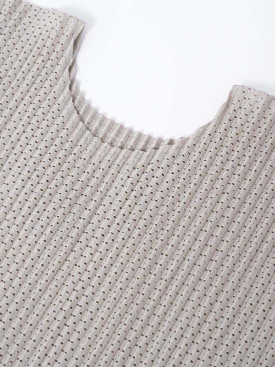  이세이 미야케 긴팔 티셔츠 라이트 메시 탑 12 그레이 - ISSEY MIYAKE