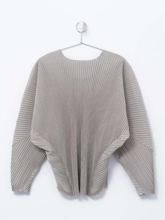  이세이 미야케 긴팔 티셔츠 라이트 메시 탑 12 그레이 - ISSEY MIYAKE