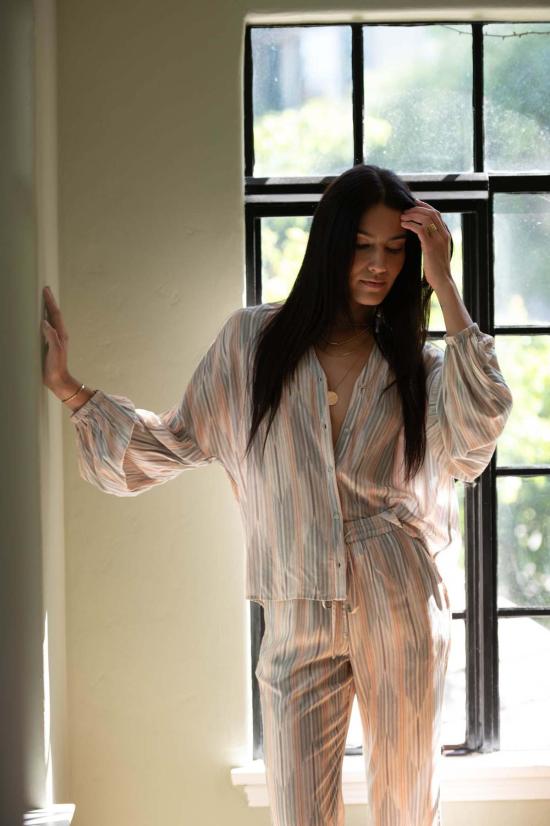  로마 긴팔 티셔츠 캐서린 탑 사막 프린트 - ROMA