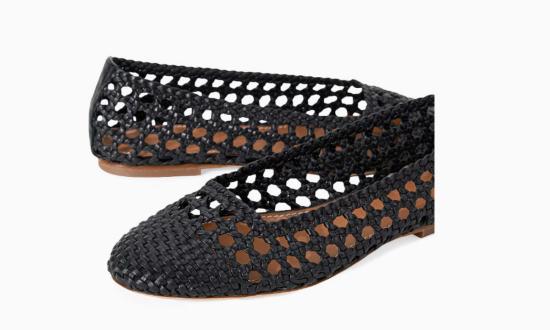  스타우드 힐/펌프스 Staud Nell 크로셰 발레 플랫 블랙 - STAUD