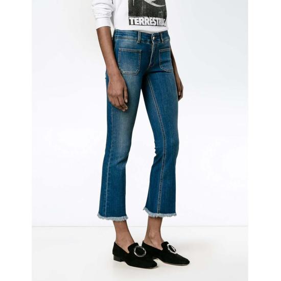  스텔라 맥카트니 데님 팬츠 킥 플레어 프레이드 포켓 진 블루 - STELLA MCCARTNEY