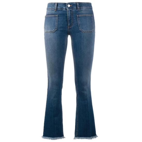  스텔라 맥카트니 데님 팬츠 킥 플레어 프레이드 포켓 진 블루 - STELLA MCCARTNEY