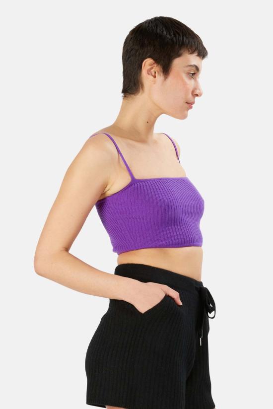  더 타일 클럽 민소매 티셔츠 타일 클럽 더 레인 크롭드 캐시미어 캐미 퍼플 - THE TILE CLUB