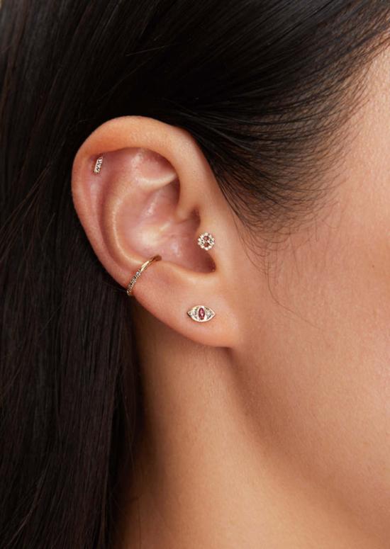  스코샤 이어링 캣아이 루비 스터드 - SCOSHA