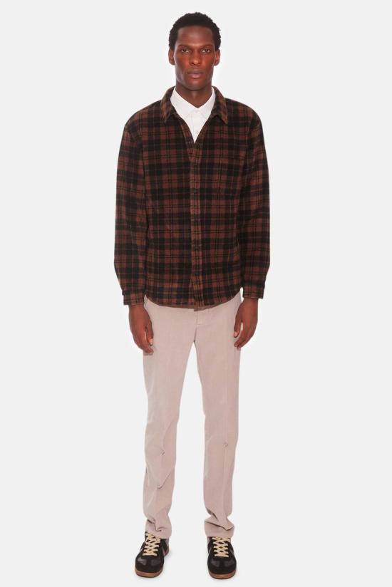  블루&크림 자켓 폴라 플리스 오버셔츠 브라운 플레드 - BLUE&CREAM