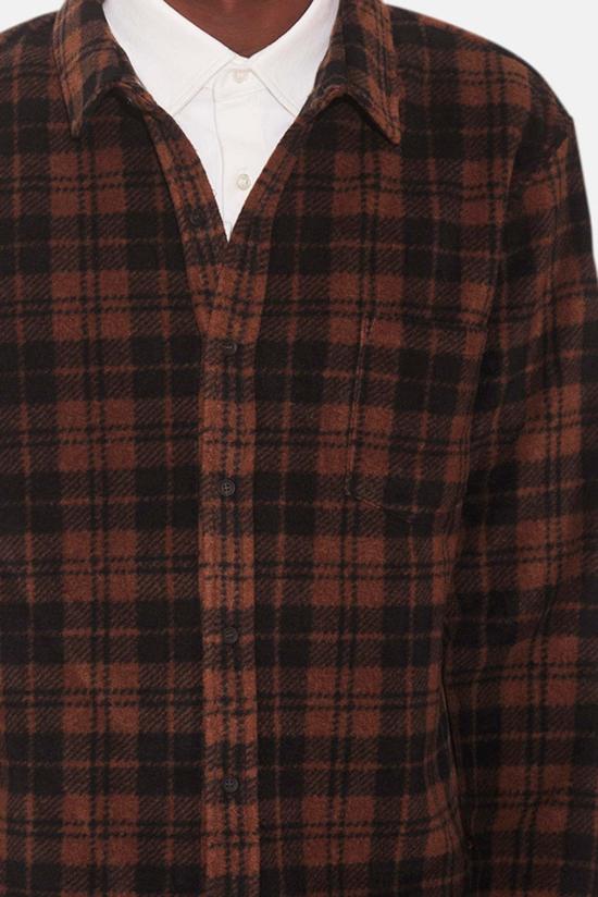  블루&크림 긴팔 셔츠 폴라 플리스 오버셔츠 브라운 플레드 - BLUE&CREAM