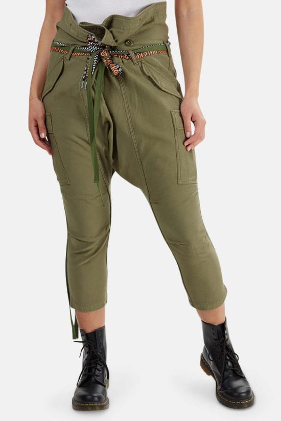  알13 스트레이트 팬츠 R13 롤드 웨이스트 카고 팬츠 올리브