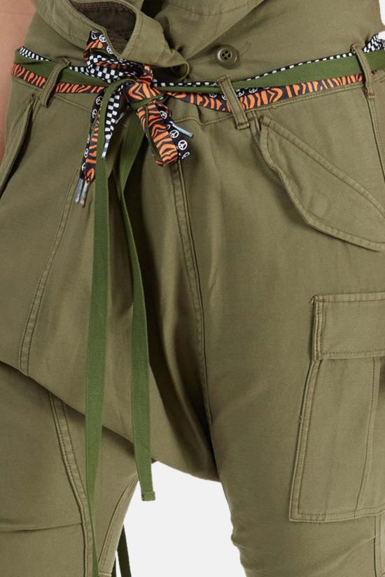  알13 스트레이트 팬츠 R13 롤드 웨이스트 카고 팬츠 올리브 - R13