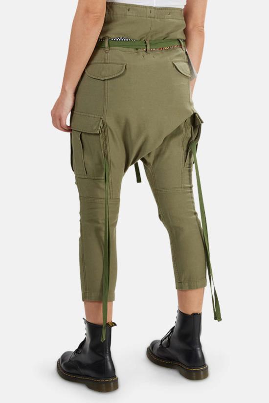  알13 스트레이트 팬츠 R13 롤드 웨이스트 카고 팬츠 올리브 - R13