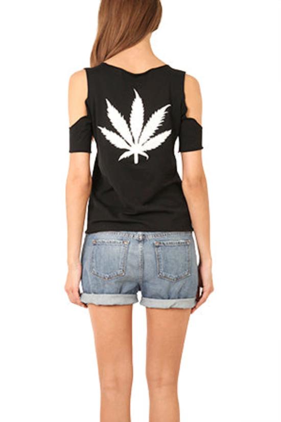  루시앙 팔라피네 반팔 티셔츠 루시앙 펠라트 피네 컷아웃 리프 탑 블랙/화이트 - LUCIEN PELLAT-FINET