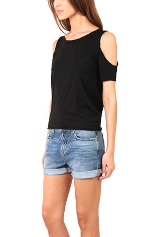  루시앙 팔라피네 반팔 티셔츠 루시앙 펠라트 피네 컷아웃 리프 탑 블랙/화이트 - LUCIEN PELLAT-FINET