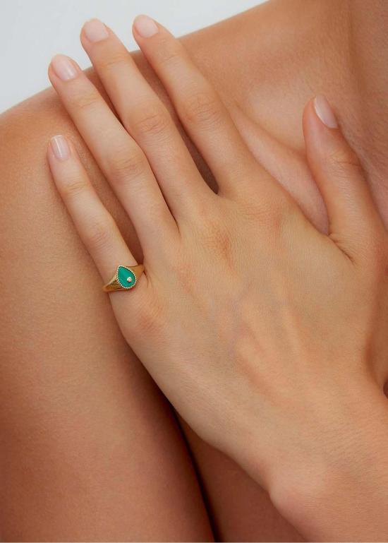  이본 레옹 반지 Yvonne Leon Baby Chevalire Poire 인장  말라카이트 또는 Jaune - YVONNE LEON