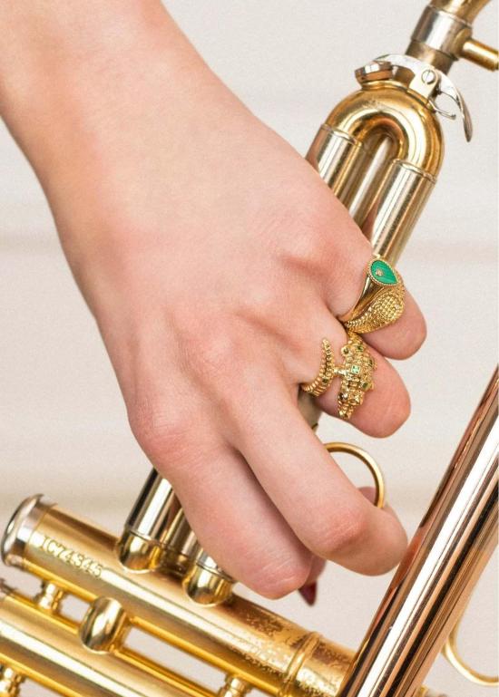  이본 레옹 반지 Yvonne Leon Baby Chevalire Poire 인장  말라카이트 또는 Jaune - YVONNE LEON